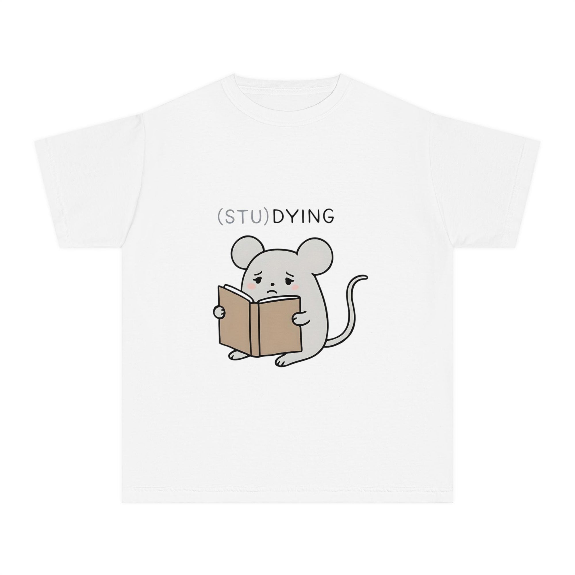 Cute Studying Mouse Youth Tee - Adorable Student Shirt, Funny Gift for Book Lovers, School Apparel, Study Humor T-Shirt, Educational Gift