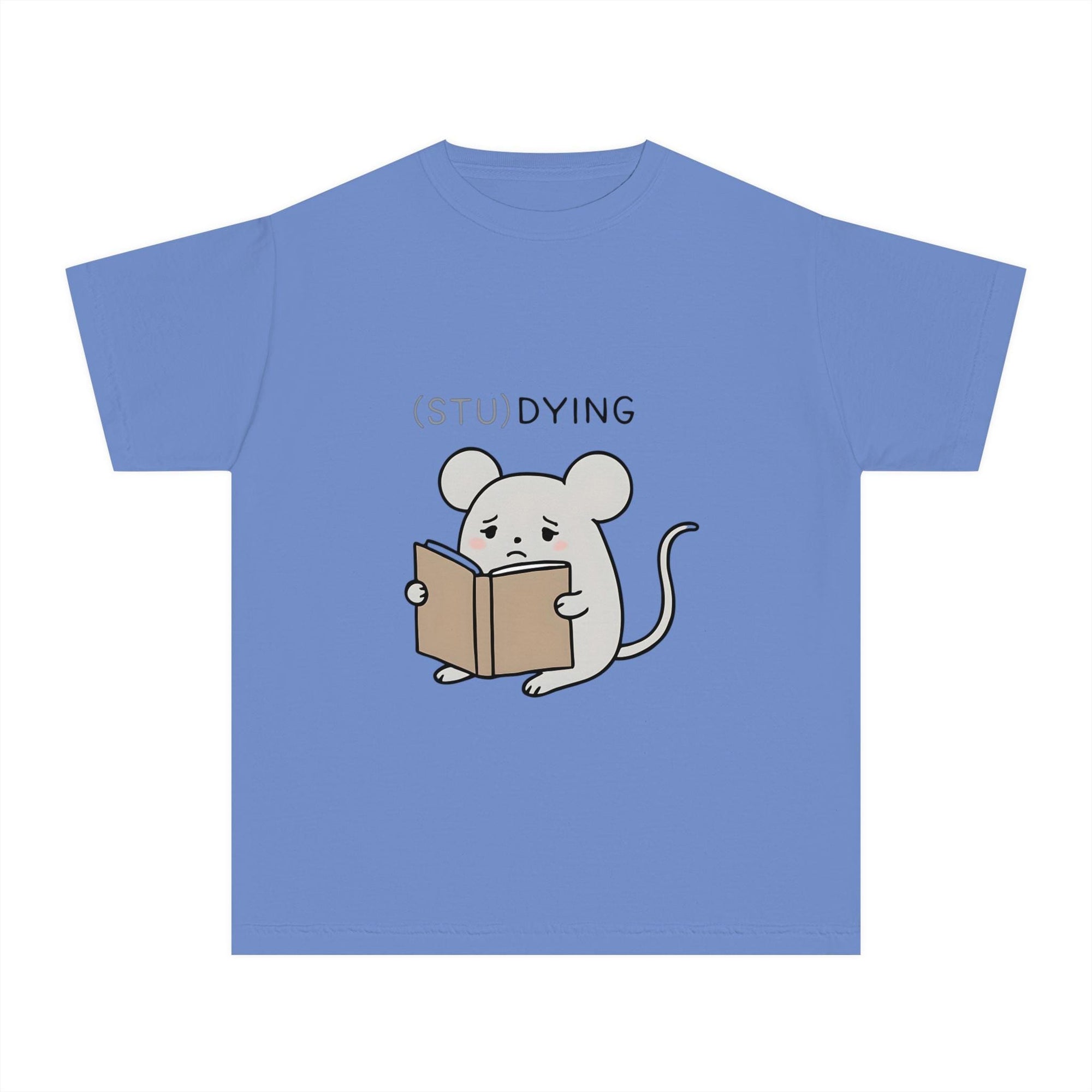 Cute Studying Mouse Youth Tee - Adorable Student Shirt, Funny Gift for Book Lovers, School Apparel, Study Humor T-Shirt, Educational Gift
