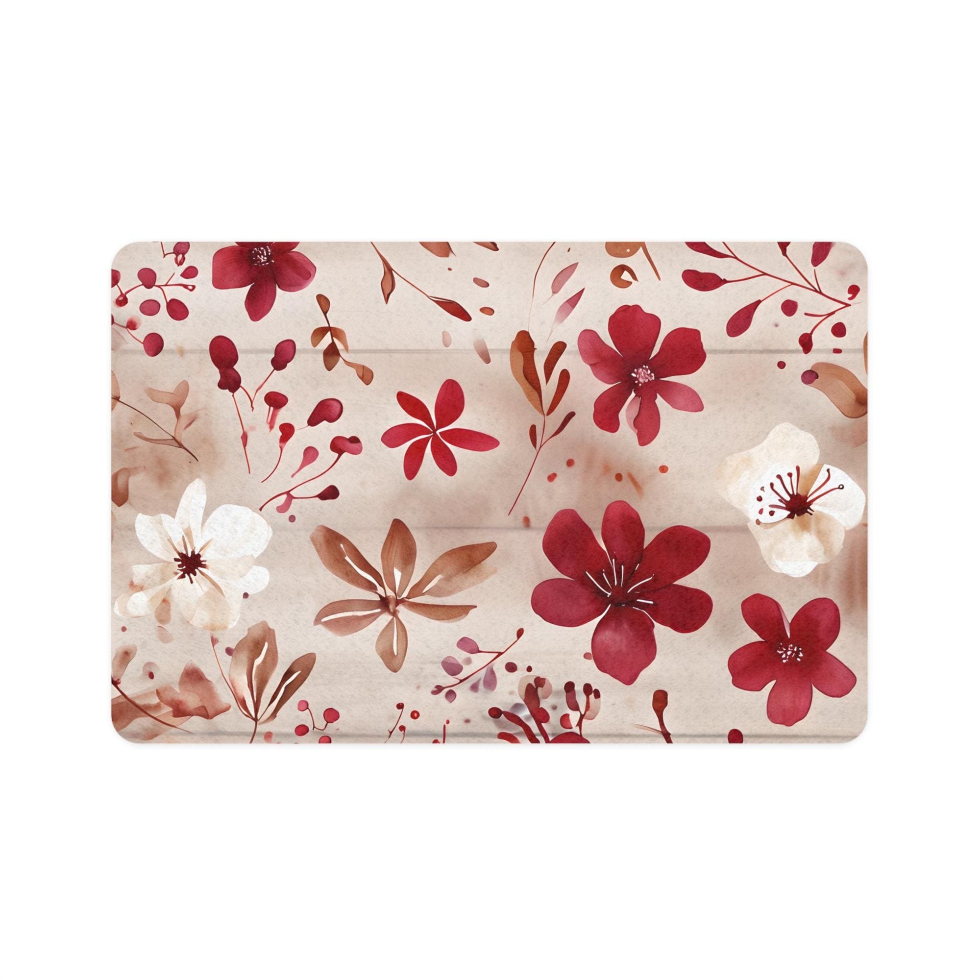 Floral Pet Food Mat - Stylish Dog Dish Mat, Non-Slip Puppy Feeding Mat, Cat Food Tray, Pet Decor, Floral Design
