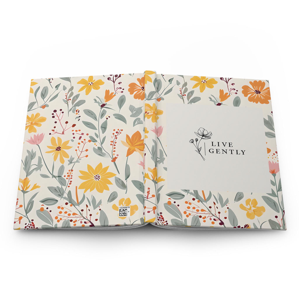 Floral Hardcover Journal - Live Gently, Nature Journal, Writing Notebook, Gift for Her, Eco-Friendly, Daily Planner, Travel Diary
