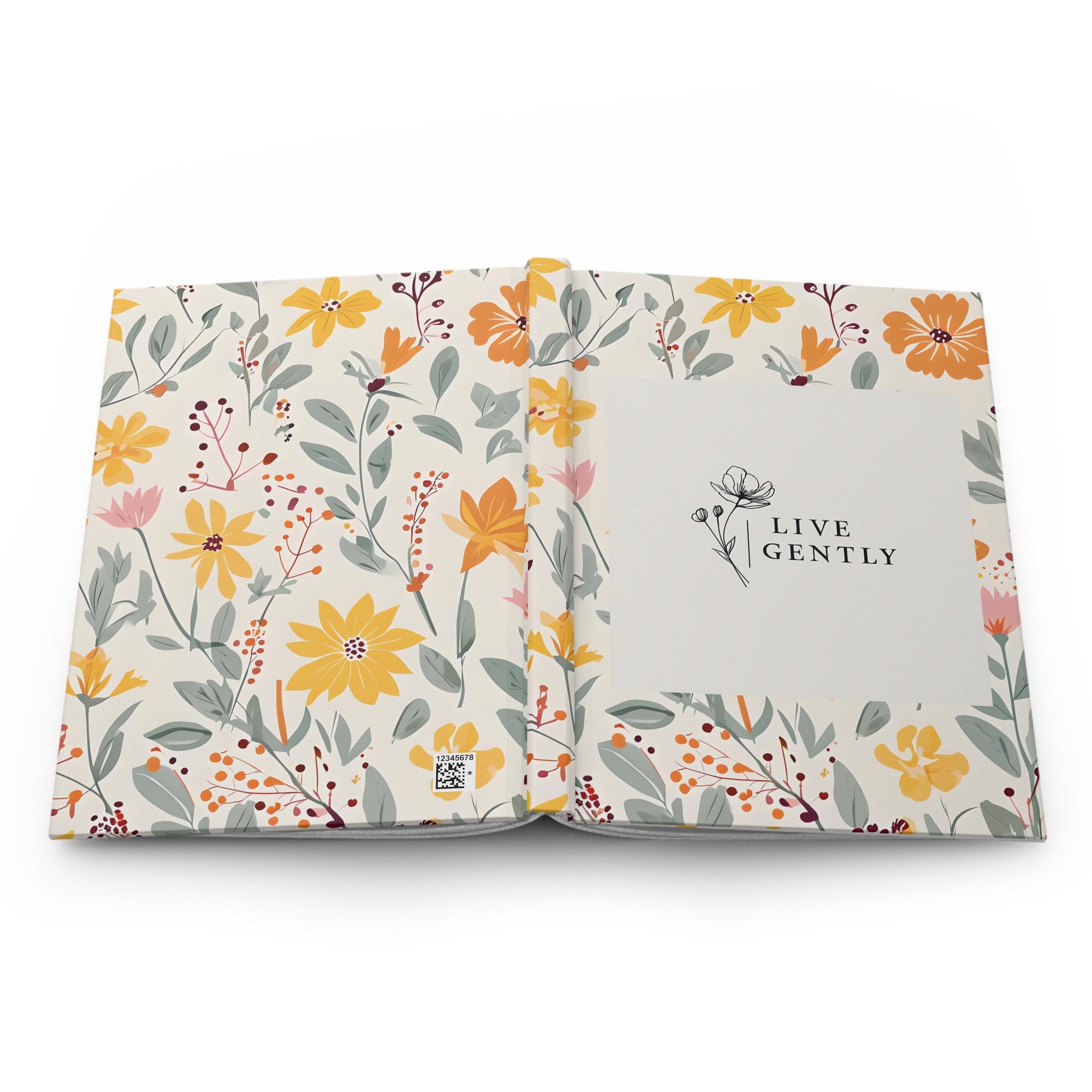 Floral Hardcover Journal - Live Gently, Nature Journal, Writing Notebook, Gift for Her, Eco-Friendly, Daily Planner, Travel Diary