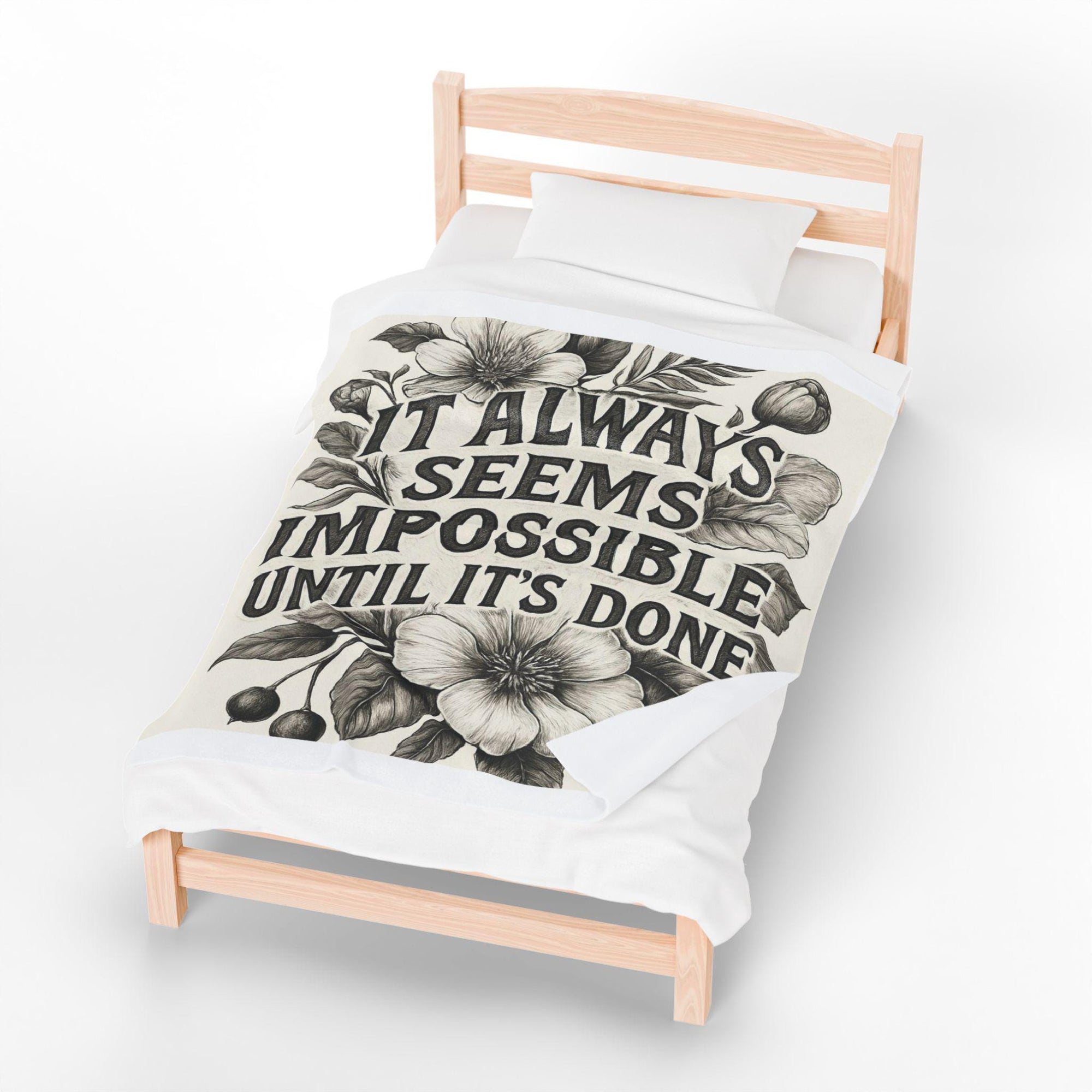 Inspirational Velveteen Plush Blanket - Cozy Throw with Quote, Motivational Gift, Home Decor, Warm Blanket for Comfort