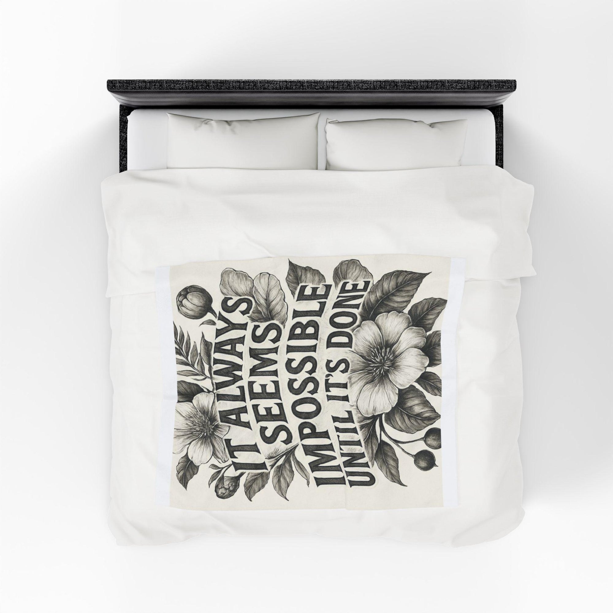 Inspirational Velveteen Plush Blanket - Cozy Throw with Quote, Motivational Gift, Home Decor, Warm Blanket for Comfort
