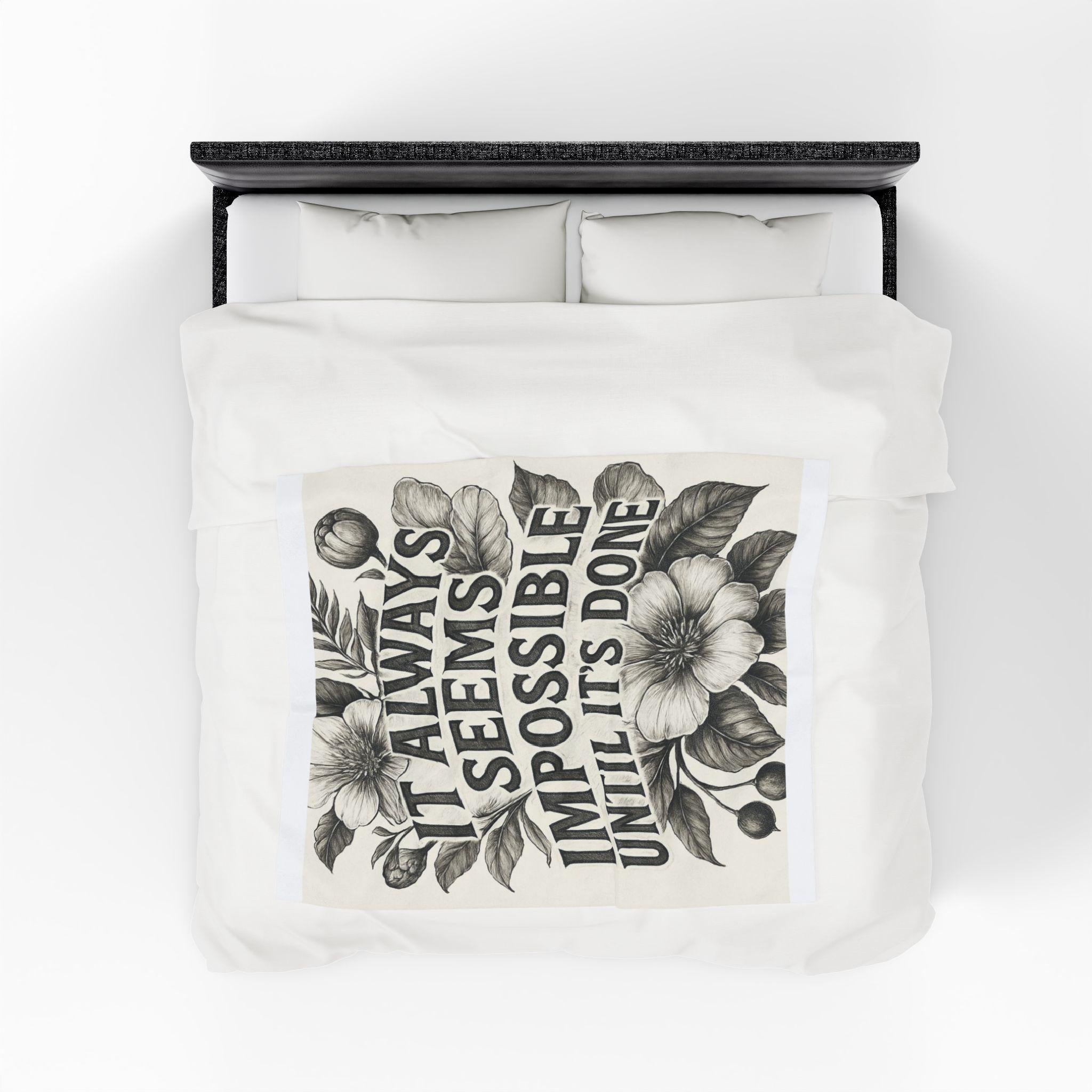 Inspirational Velveteen Plush Blanket - Cozy Throw with Quote, Motivational Gift, Home Decor, Warm Blanket for Comfort