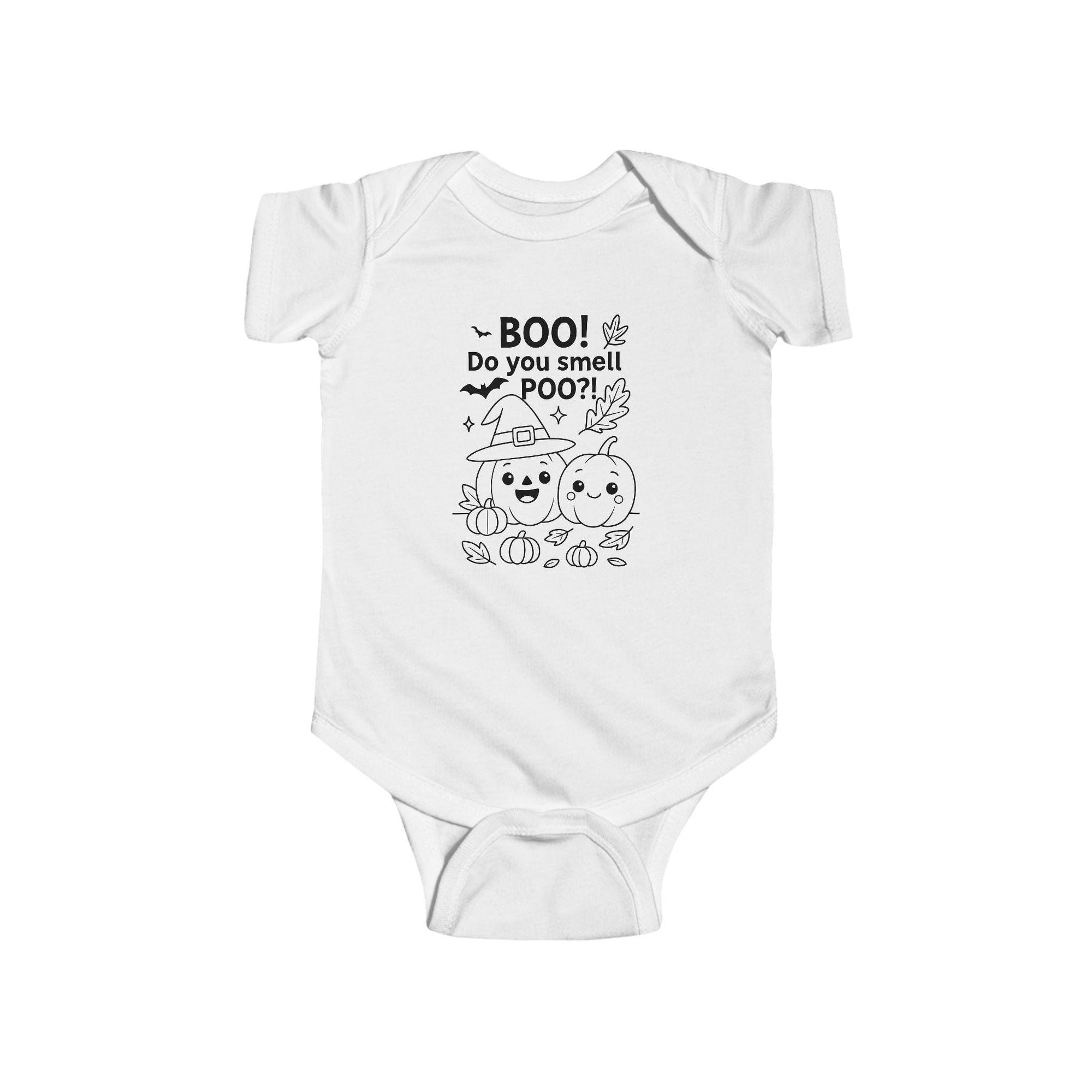 Funny Halloween Baby Bodysuit Boo Do You Smell Poo Babys First Halloween Pumpkin Diaper Joke Romper