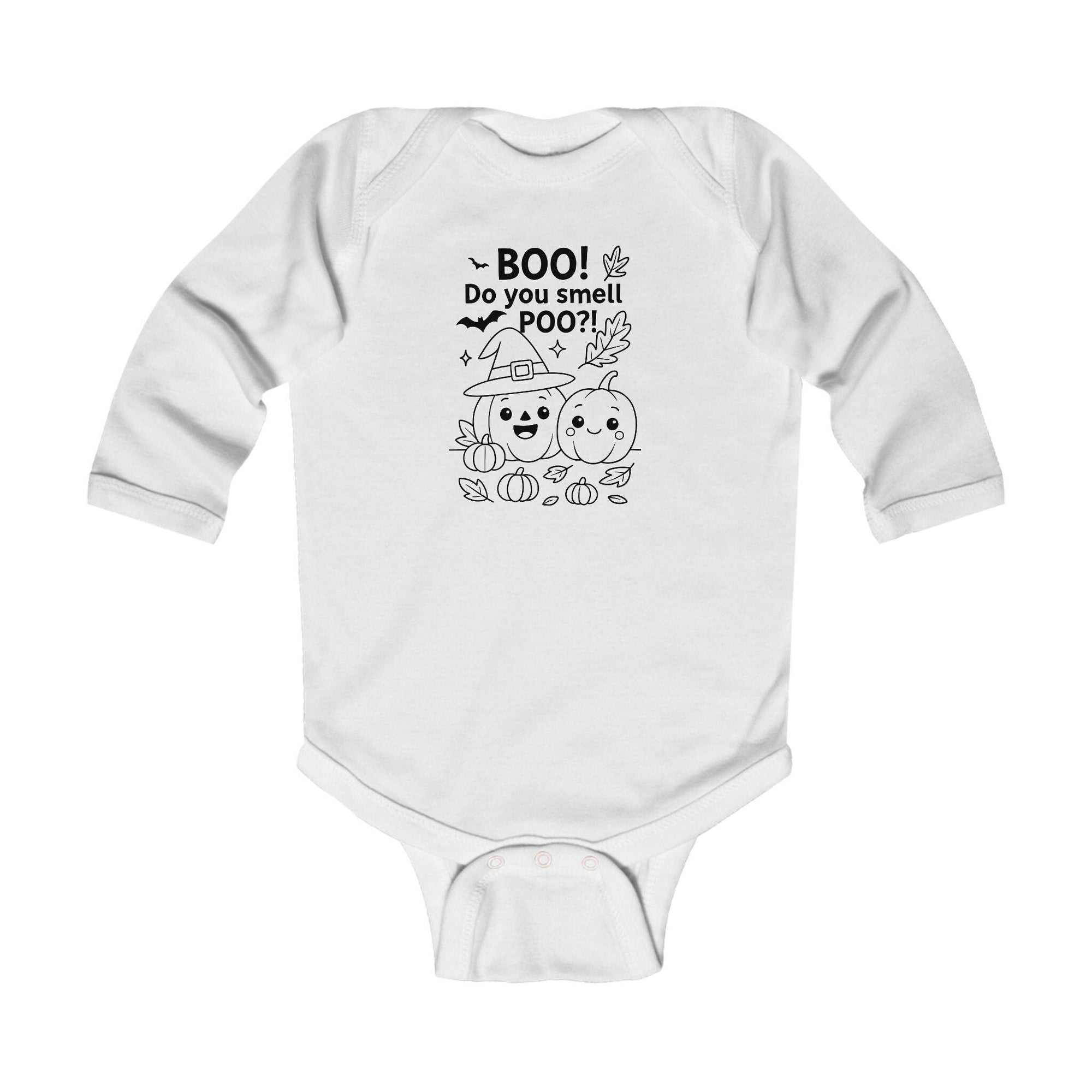 Halloween Infant Long Sleeve Bodysuit, Cute Baby Costume, Funny Baby Outfit, Pumpkin Party Clothes, Poo Humor Baby Onesie