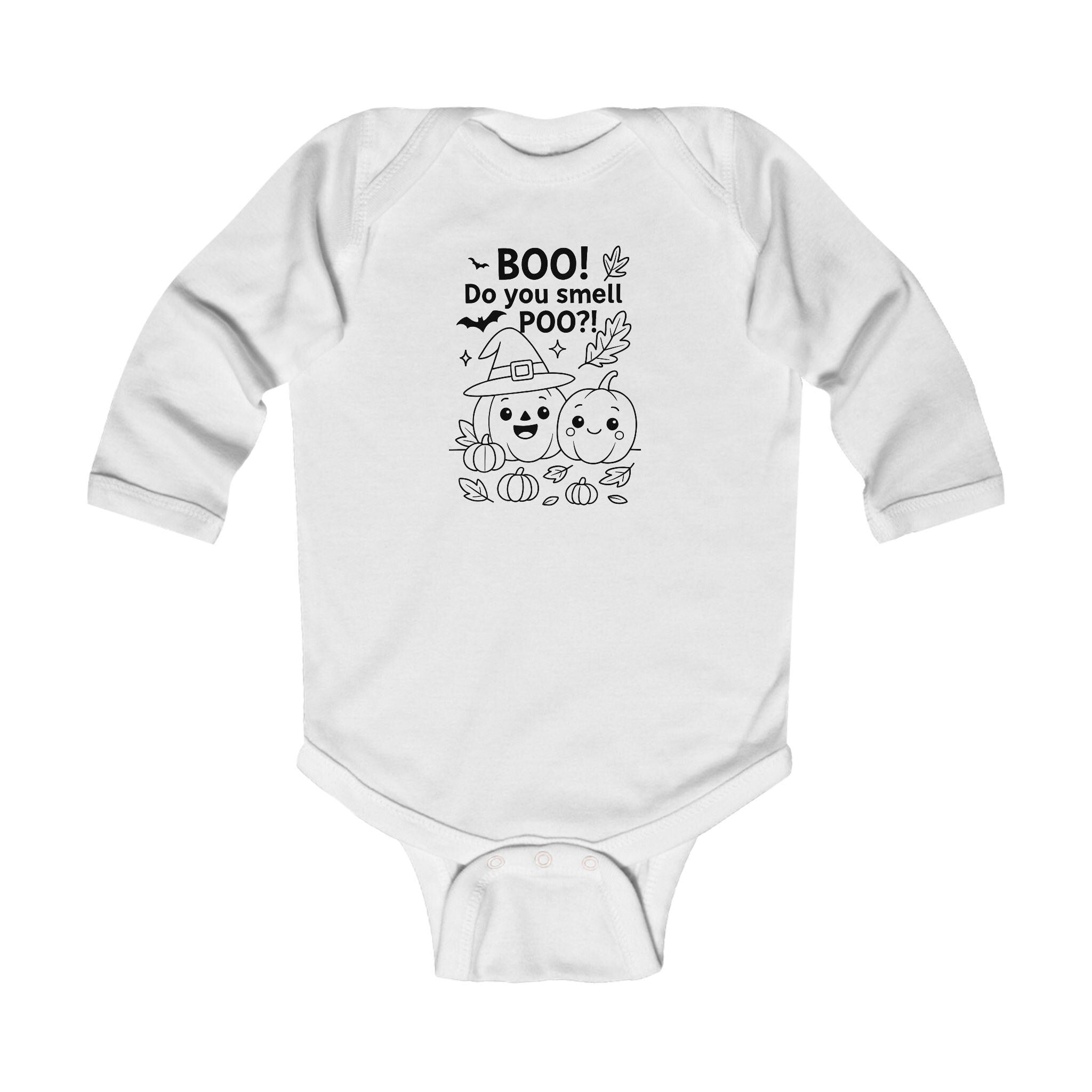 Halloween Infant Long Sleeve Bodysuit, Cute Baby Costume, Funny Baby Outfit, Pumpkin Party Clothes, Poo Humor Baby Onesie