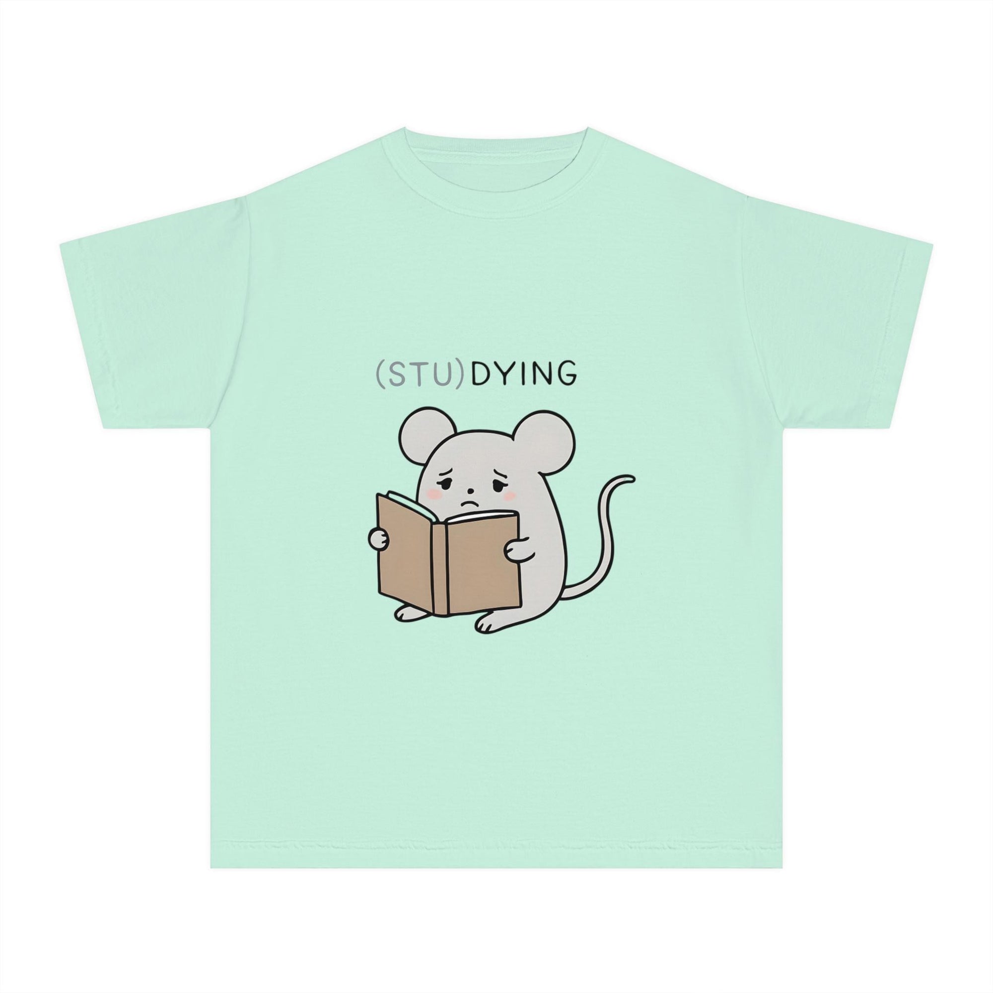 Cute Studying Mouse Youth Tee - Adorable Student Shirt, Funny Gift for Book Lovers, School Apparel, Study Humor T-Shirt, Educational Gift