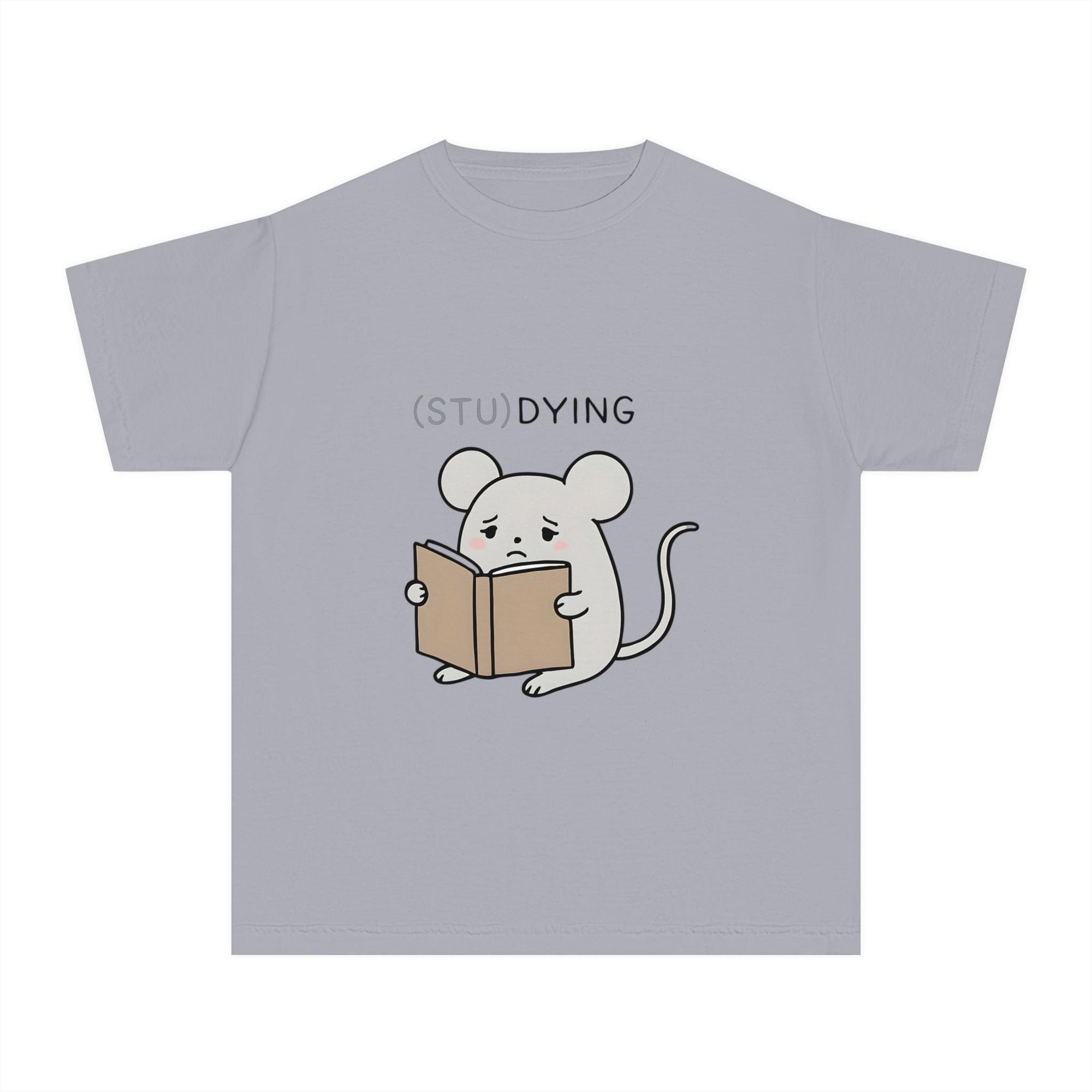Cute Studying Mouse Youth Tee - Adorable Student Shirt, Funny Gift for Book Lovers, School Apparel, Study Humor T-Shirt, Educational Gift