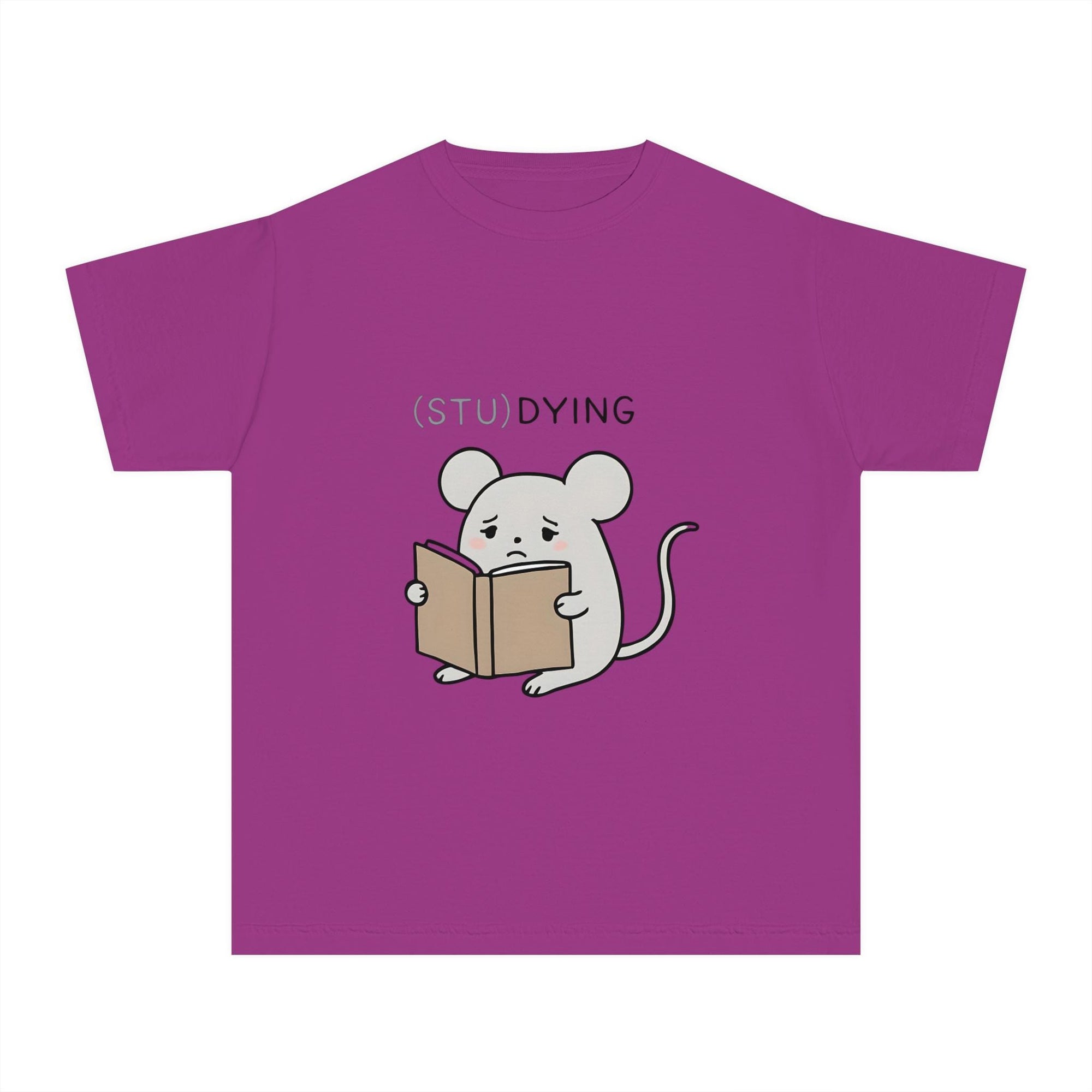 Cute Studying Mouse Youth Tee - Adorable Student Shirt, Funny Gift for Book Lovers, School Apparel, Study Humor T-Shirt, Educational Gift