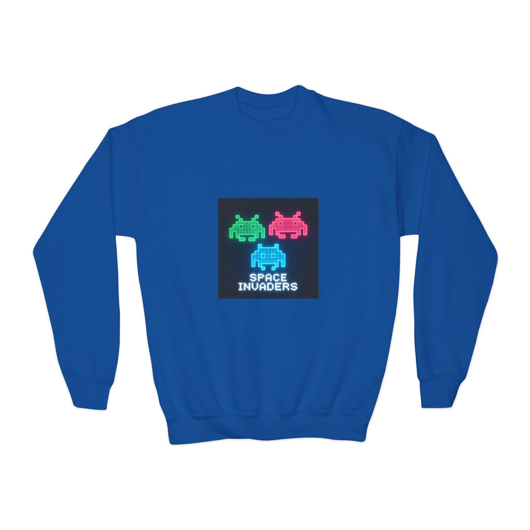 Vintage Space Invaders Youth Crewneck Sweatshirt, Retro Gamer Sweatshirt, Kids Gaming Apparel, Arcade Retro Gift, Cool Youth Clothing