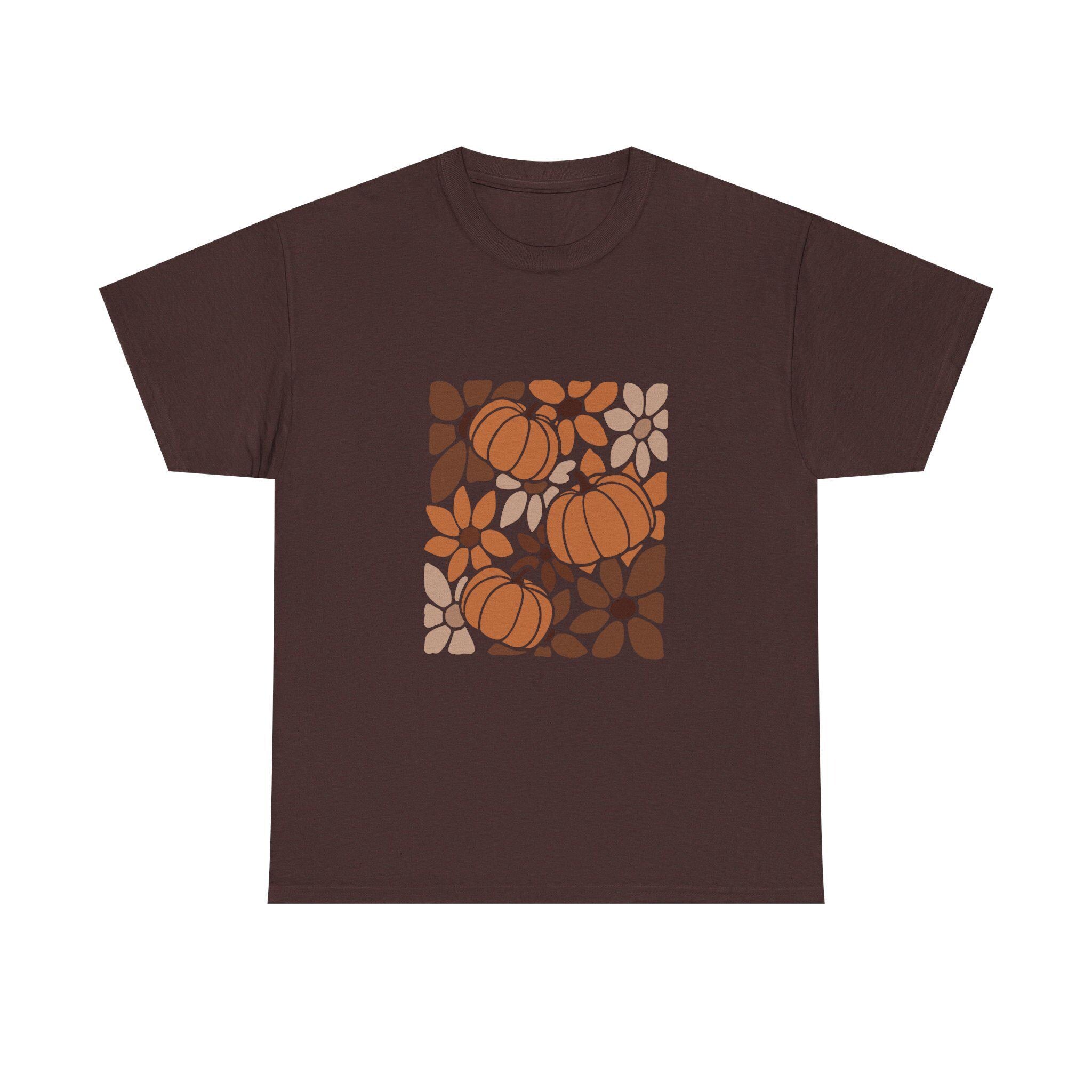 Pumpkin Floral Fall Tee Autumn T-Shirt for Women or Men Halloween Shirt Thanksgiving fall colours