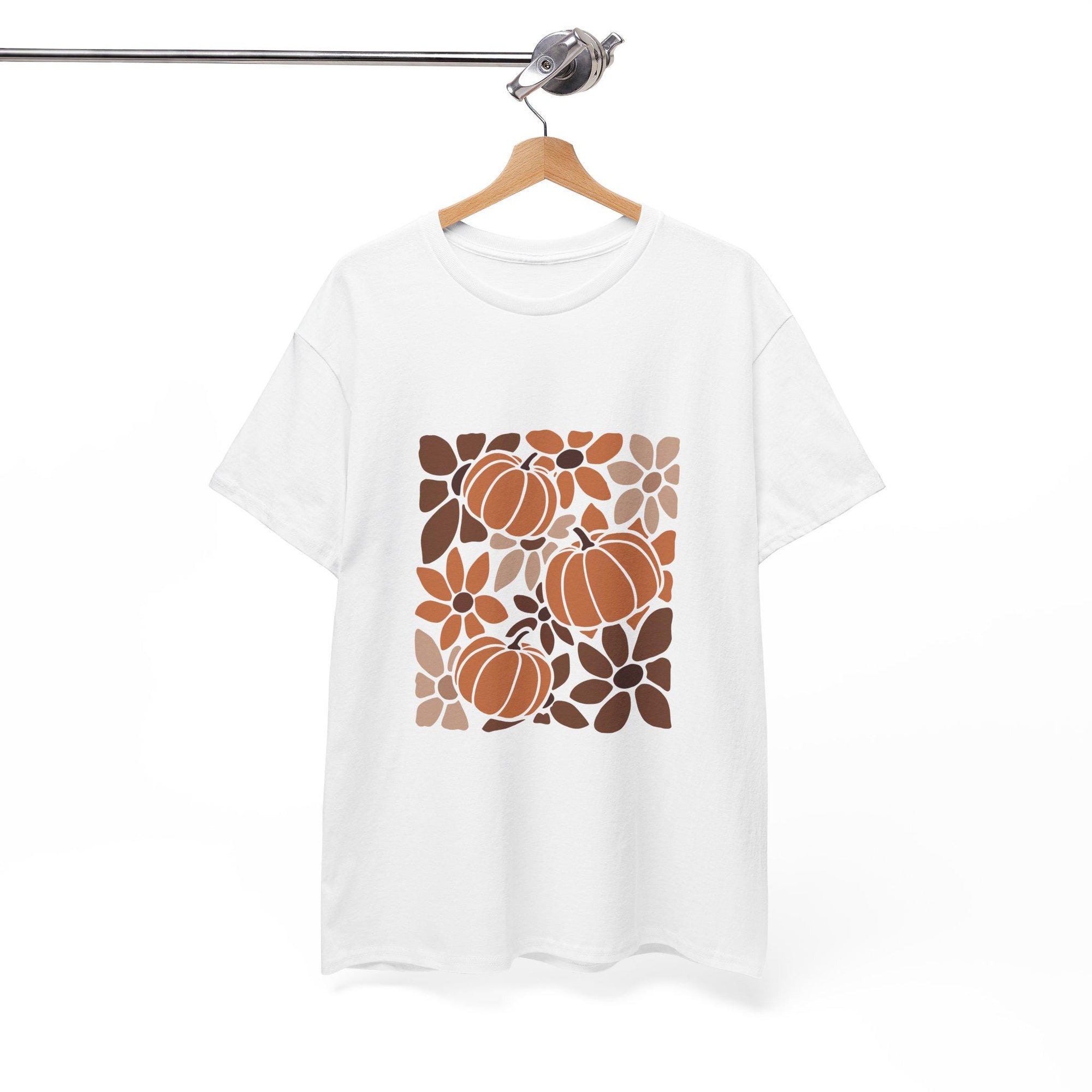 Pumpkin Floral Fall Tee Autumn T-Shirt for Women or Men Halloween Shirt Thanksgiving fall colours