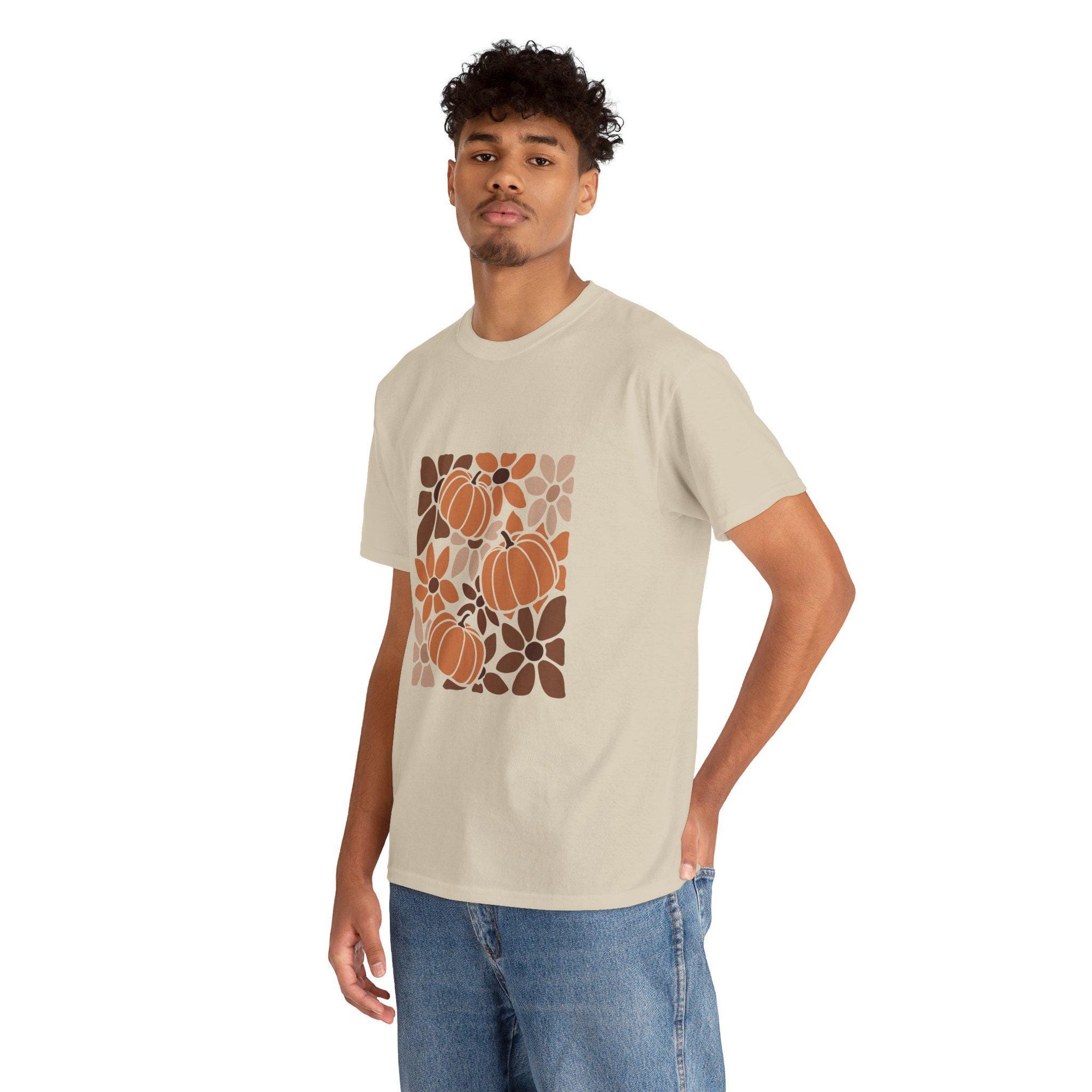 Pumpkin Floral Fall Tee Autumn T-Shirt for Women or Men Halloween Shirt Thanksgiving fall colours