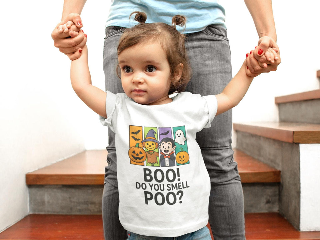 BOO! Do You Smell POO?™ Funny Baby Halloween Tee Toddler Costume Shirt Cute Ghost & Pumpkin Outfit Baby Trick or Treat Top