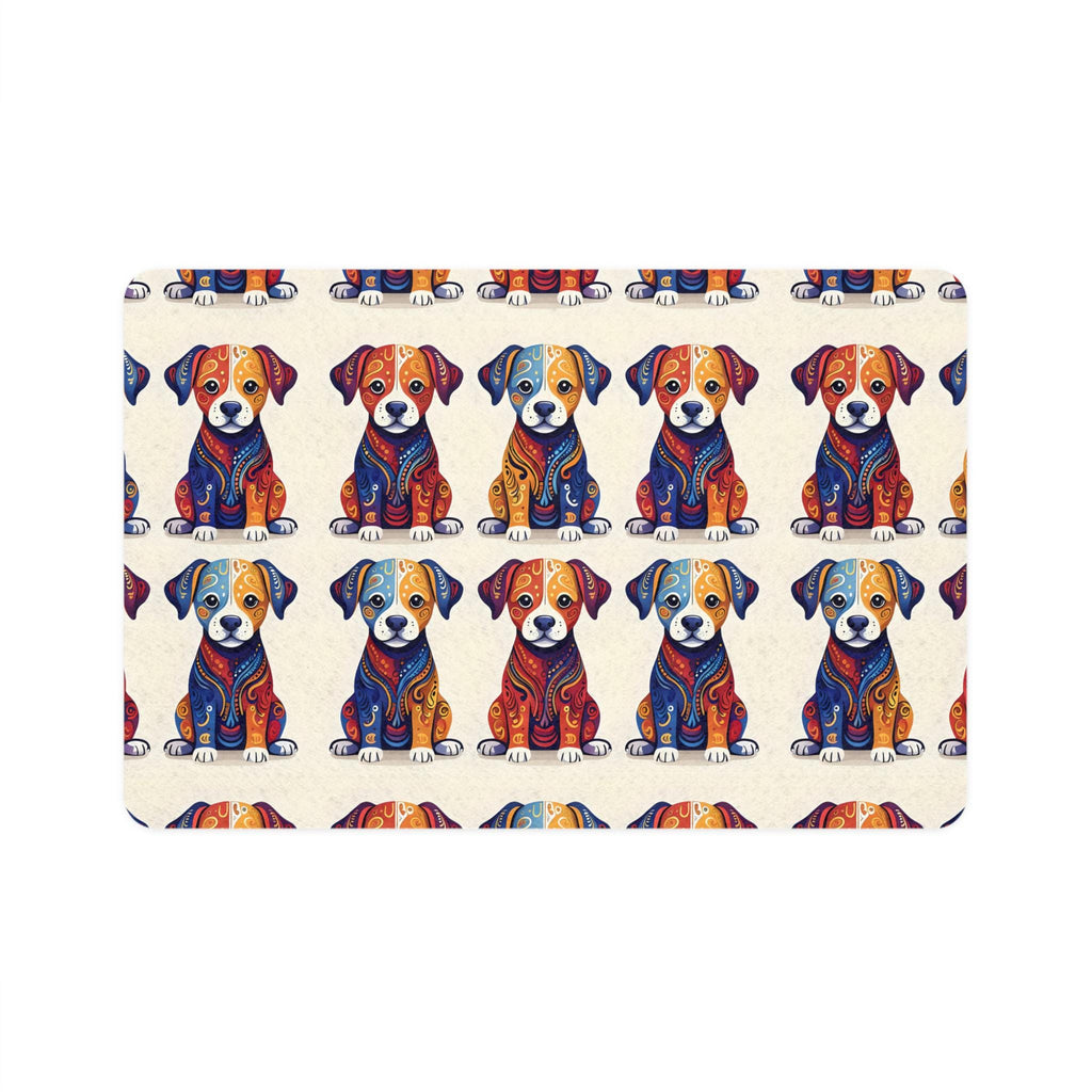 Colorful Dog Print Pet Food Mat, Pet Feeding Mat, Dog Feeding Station, Kitchen Decor, Pet Lover Gift, 12x18 Dog Mat