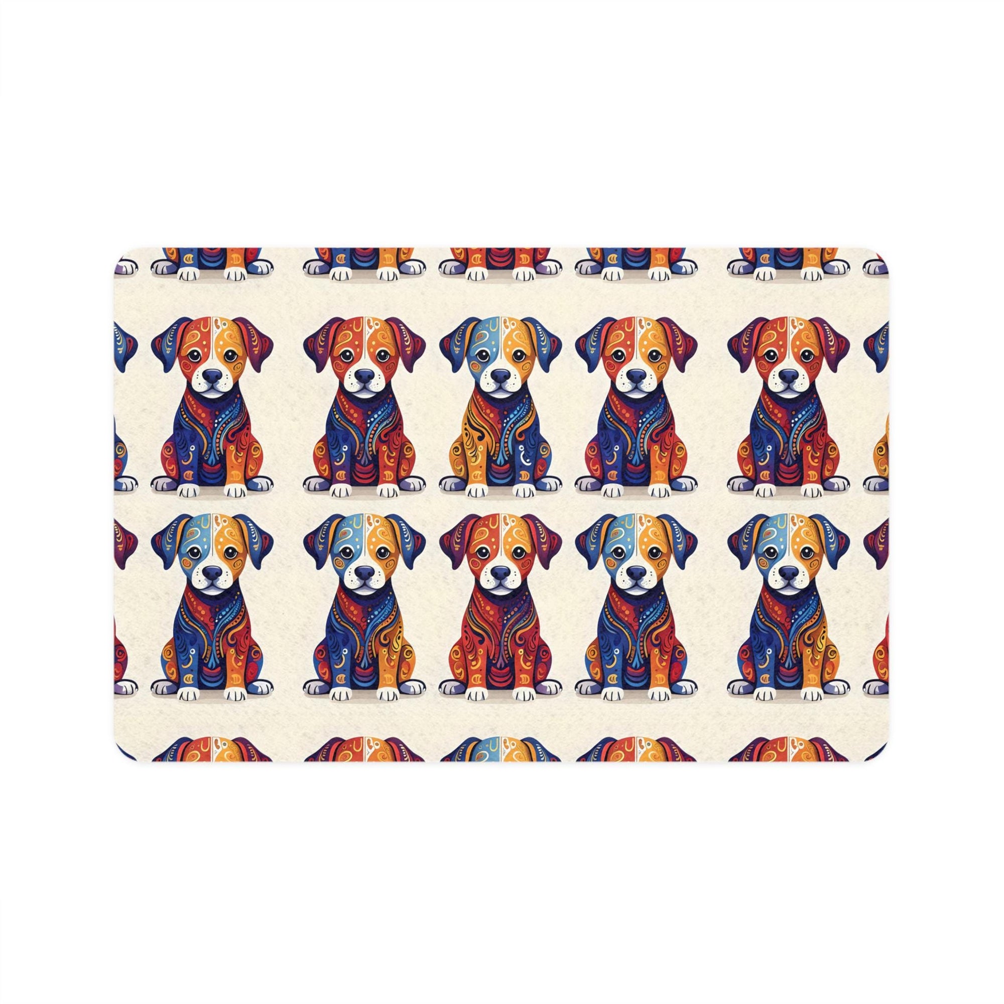 Colorful Dog Print Pet Food Mat, Pet Feeding Mat, Dog Feeding Station, Kitchen Decor, Pet Lover Gift, 12x18 Dog Mat