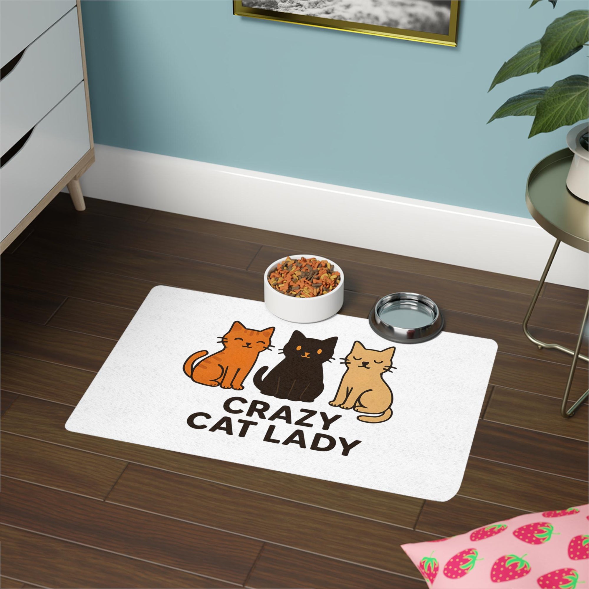 Crazy Cat Lady Pet Food Mat - Ideal Gift for Cat Lovers, Kitchen Decor, Pet Feeding Station, Cat Lover Accessory, Unique Pet Gift