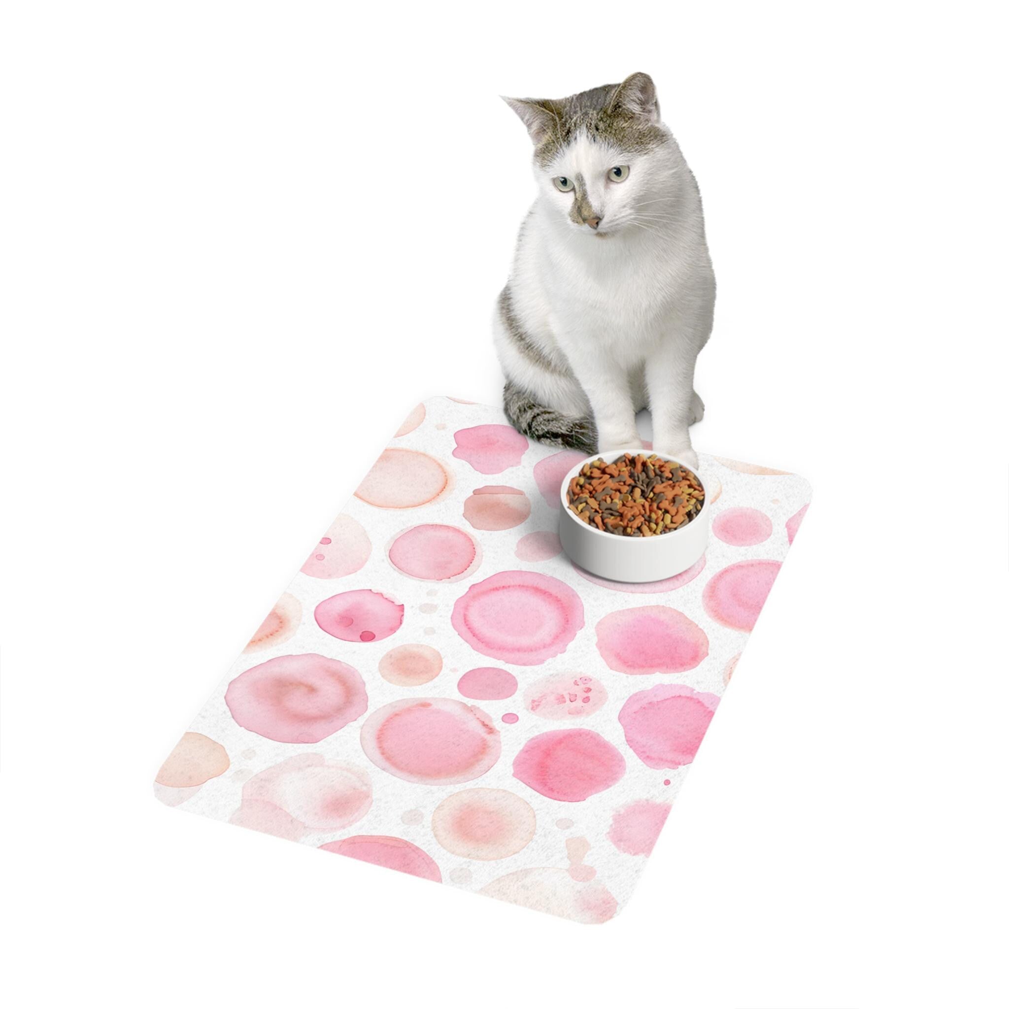 Stylish Pet Food Mat with Watercolor Design, Dog Dish Mat, Cat Feeding Tray, Pet Accessories, Kitchen Decor
