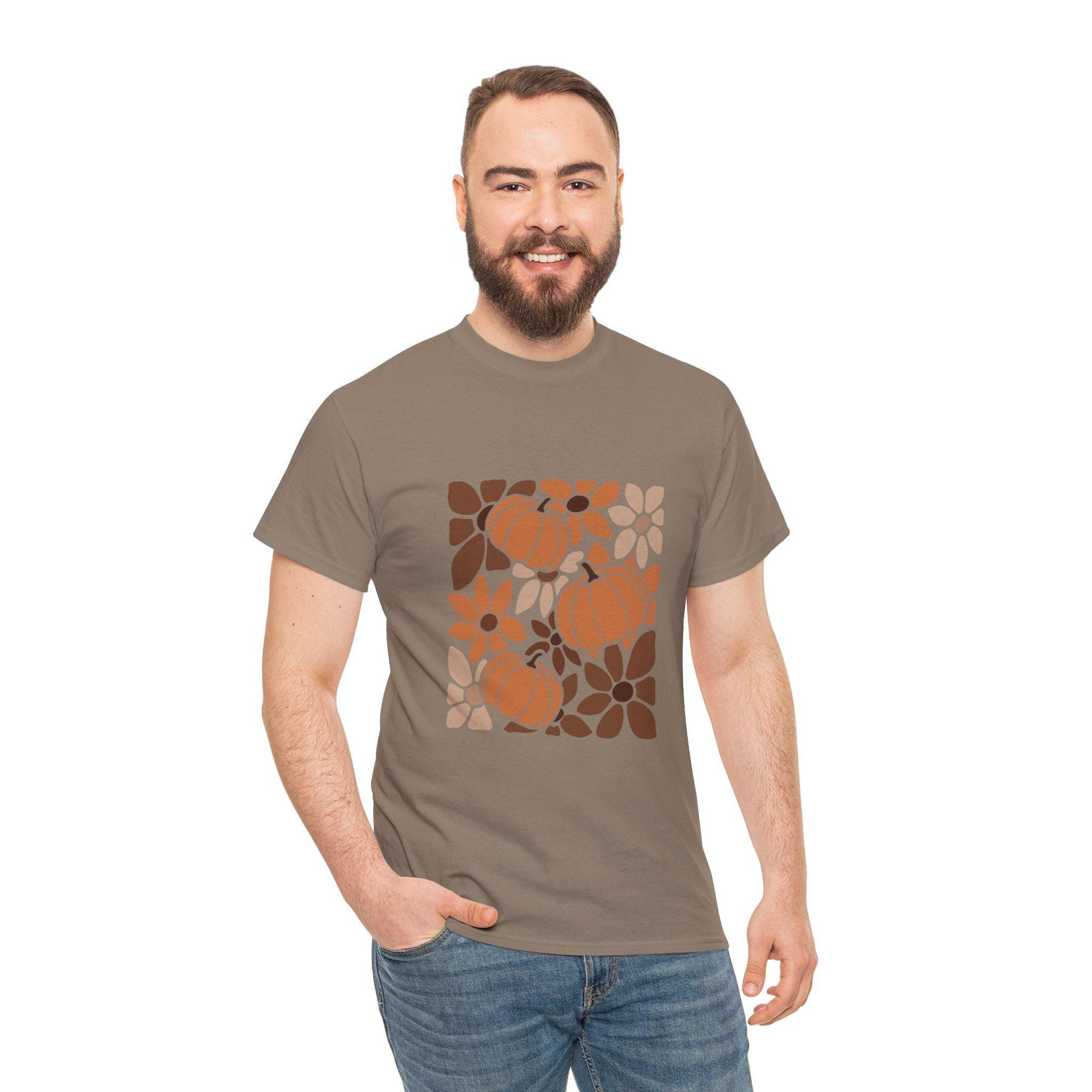 Pumpkin Floral Fall Tee Autumn T-Shirt for Women or Men Halloween Shirt Thanksgiving fall colours